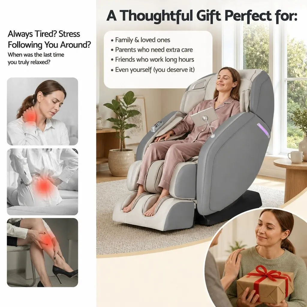 4D Massage Chair Recliner Zero Gravity 130cm SL-Track Electric PU Leather