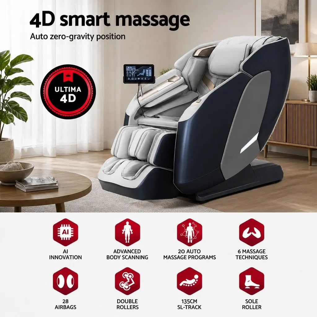 4D Massage Chair Recliner with Zero Gravity and Heated Airbag