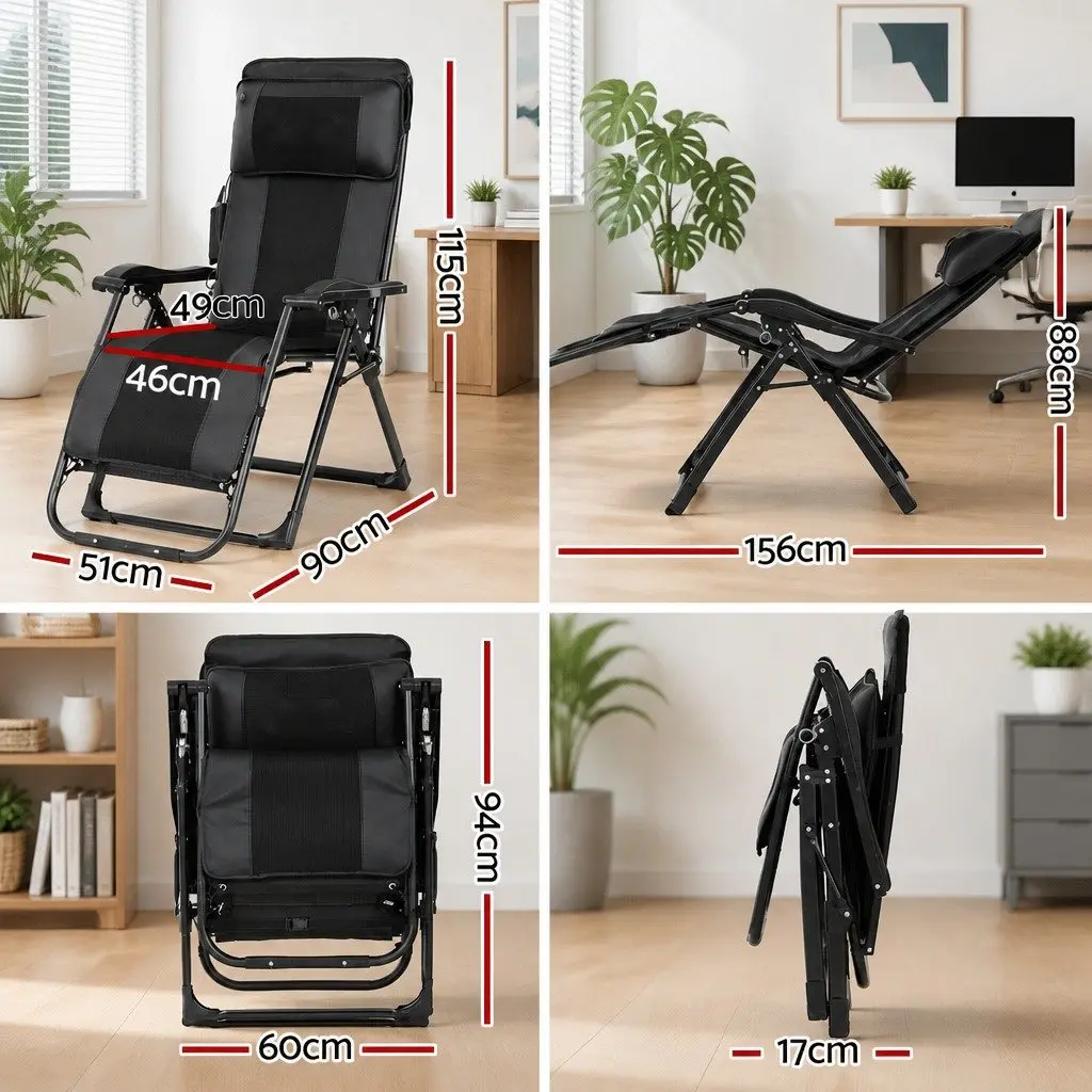 Massage Chair Electric Recliner Foldable Black PU Leather 10 Motors