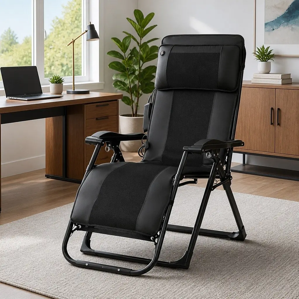 Massage Chair Electric Recliner Foldable Black PU Leather 10 Motors