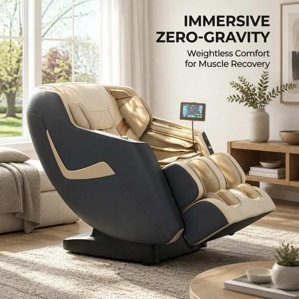 Massage Chair Electric Recliner 3D Grey Full Body Massager Leather Plastic Iron