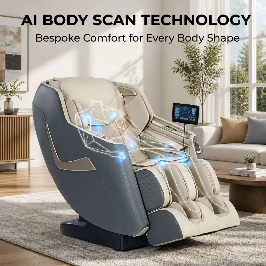 Massage Chair Electric Recliner 3D Grey Full Body Massager Leather Plastic Iron
