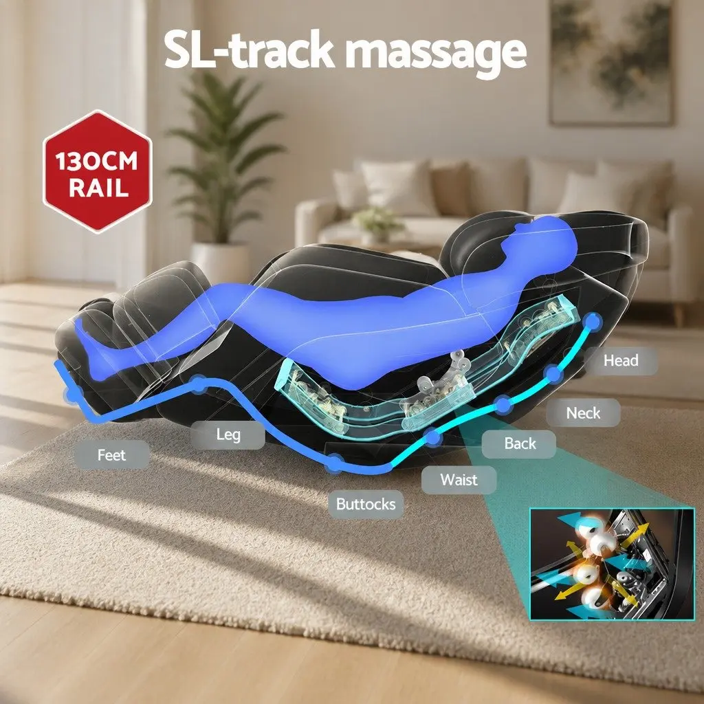 Massage Chair Electric Recliner 3D Grey Full Body Massager Leather Plastic Iron