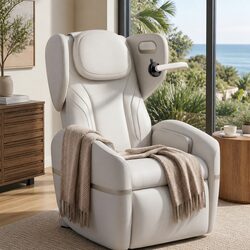 Beige Electric Vibration Massage Recliner Chair