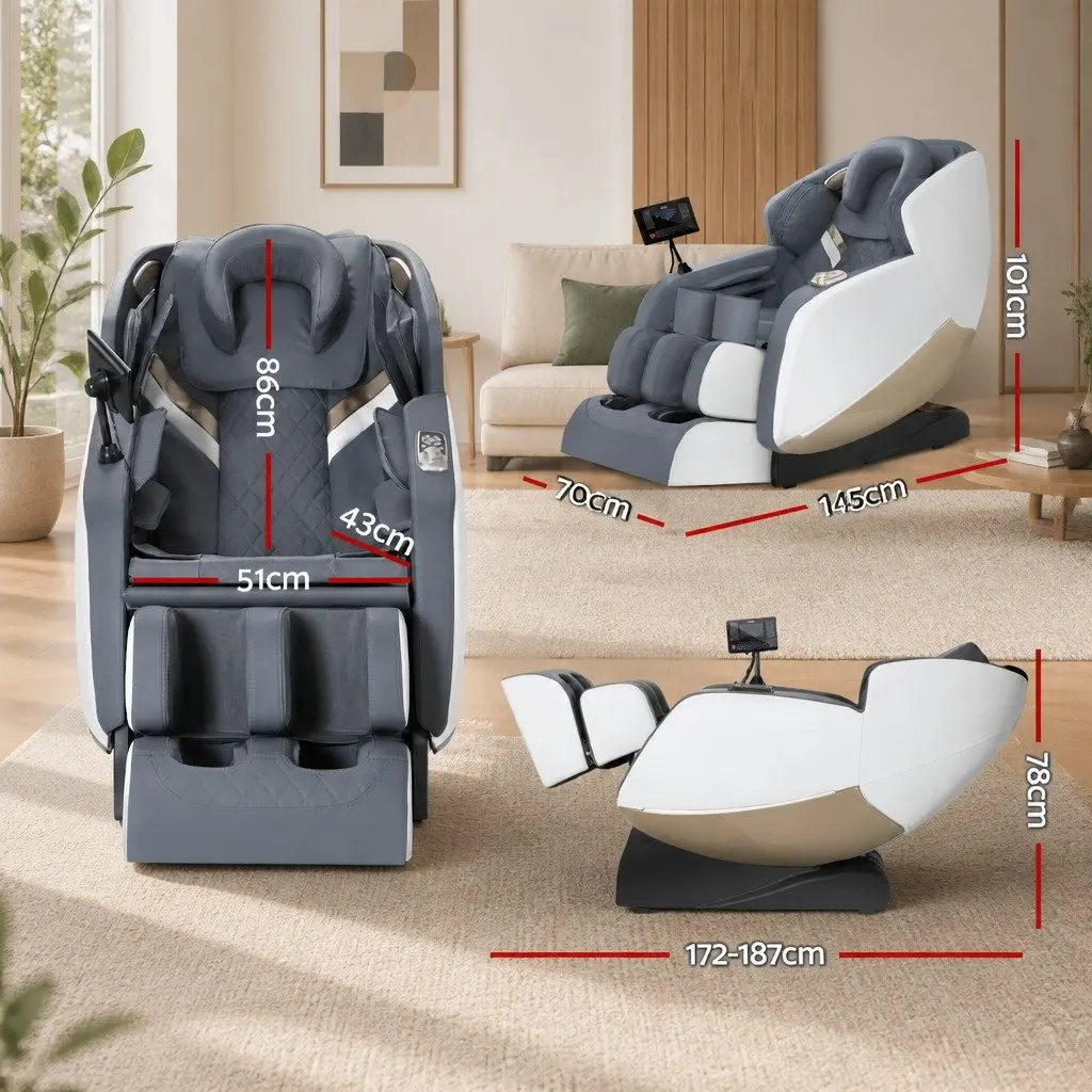 Electric Massage Chair Recliner Grey Full Body Zero Gravity Leather Plastic Iron
