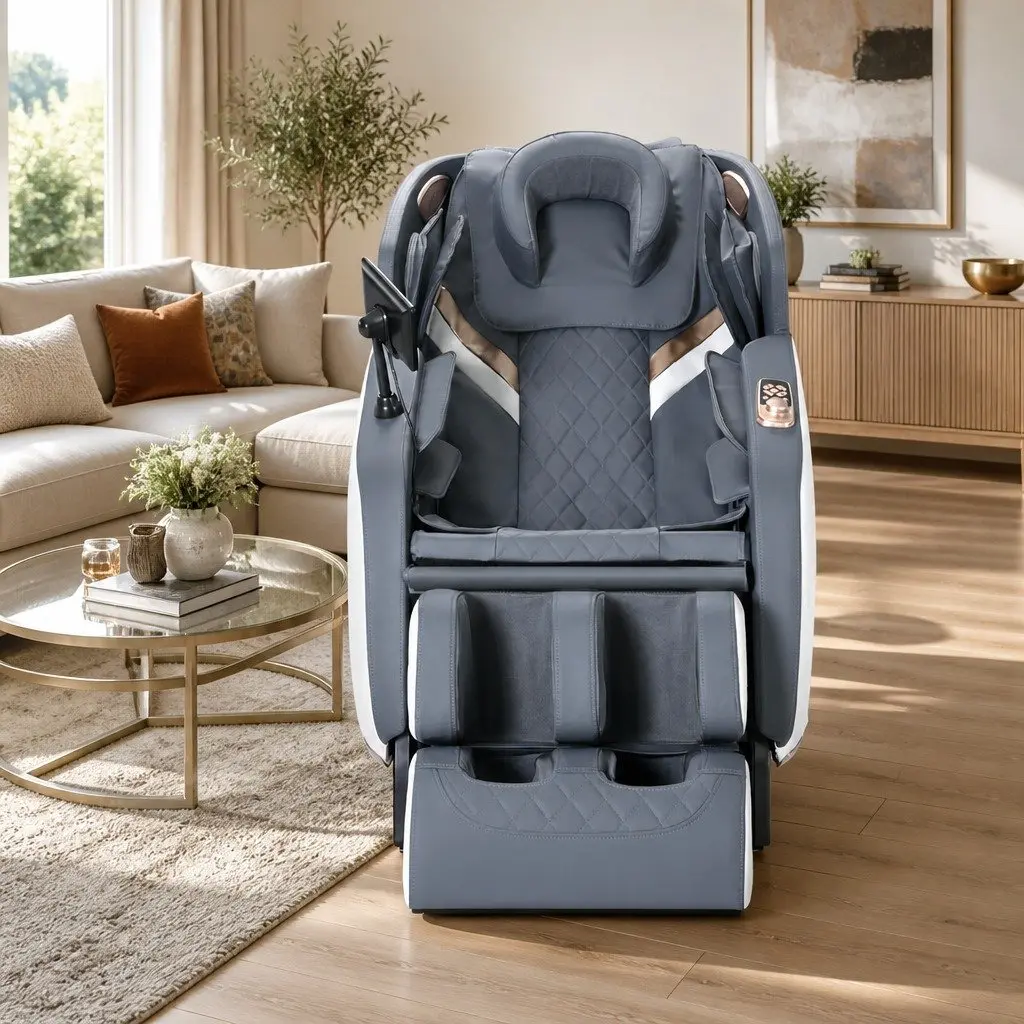 Electric Massage Chair Recliner Grey Full Body Zero Gravity Leather Plastic Iron