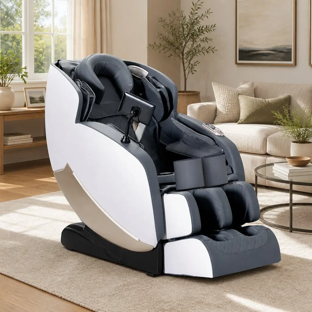 Electric Massage Chair Recliner Grey Full Body Zero Gravity Leather Plastic Iron