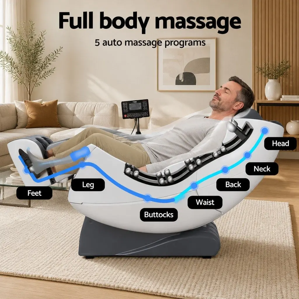 Electric Massage Chair Recliner Grey Full Body Zero Gravity Leather Plastic Iron