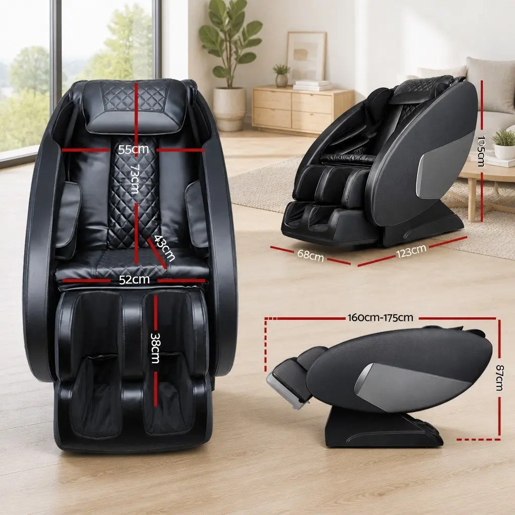 Full Body Electric Massage Chair Zero Gravity Recliner Heated Black Home Therapy