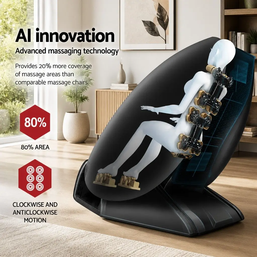 Full Body Electric Massage Chair Zero Gravity Recliner Heated Black Home Therapy