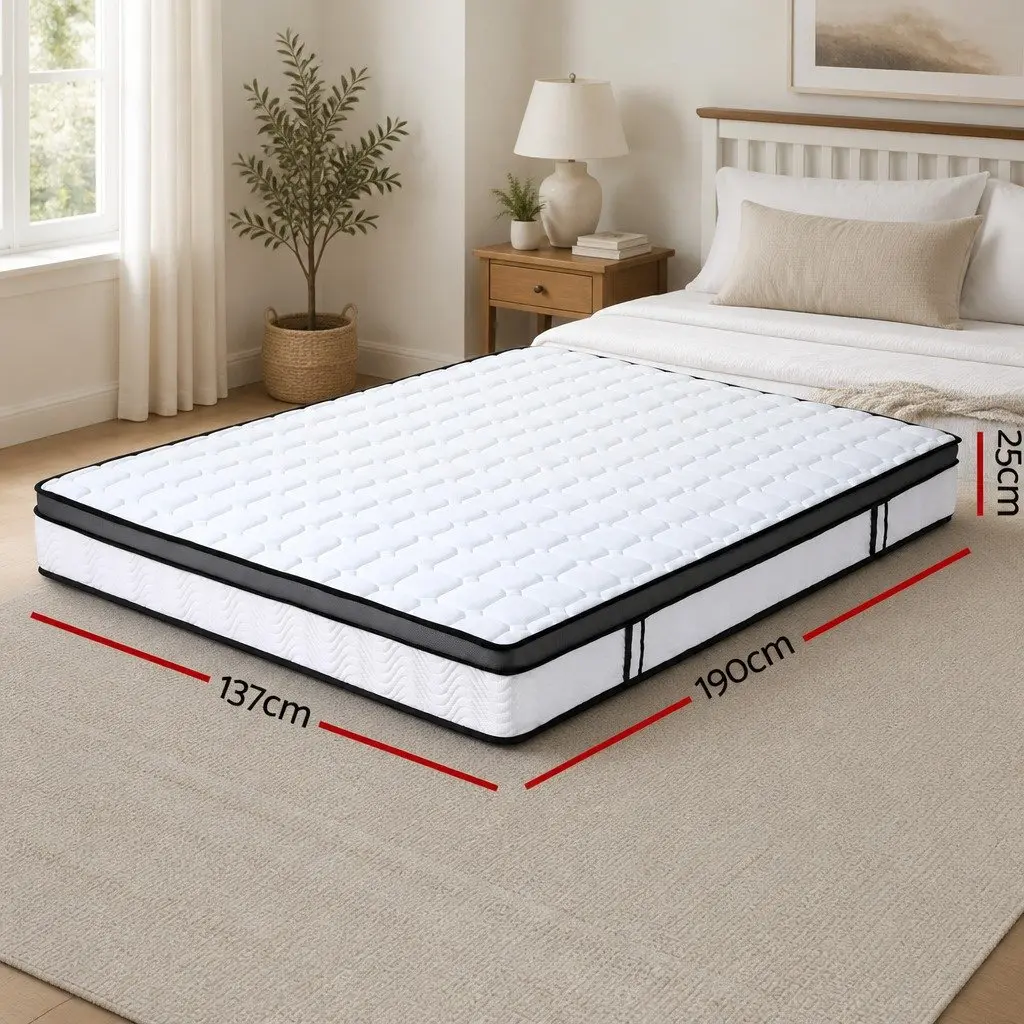 Double Mattress Medium Firm 25cm Cool Gel Foam Bonnell Spring White