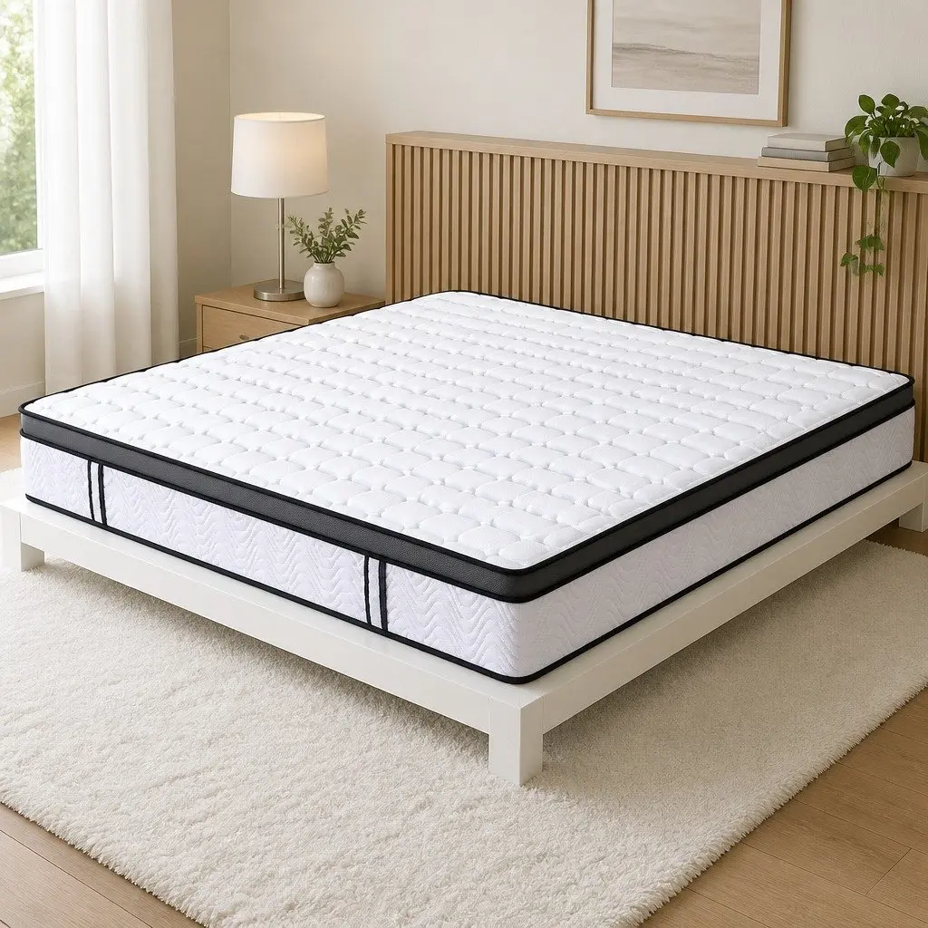 Double Mattress Medium Firm 25cm Cool Gel Foam Bonnell Spring White