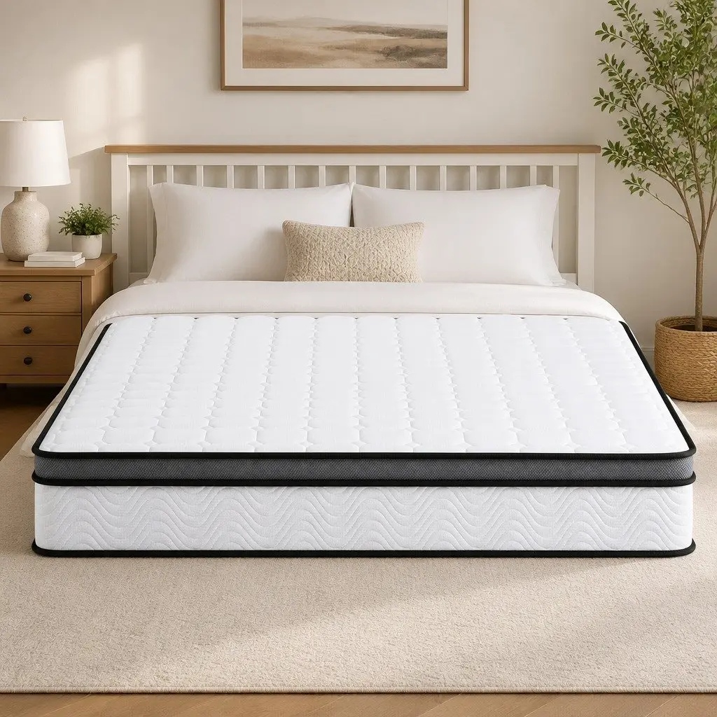Queen Mattress Medium Firm 25cm Cool Gel Memory Foam Bonnell Spring Support