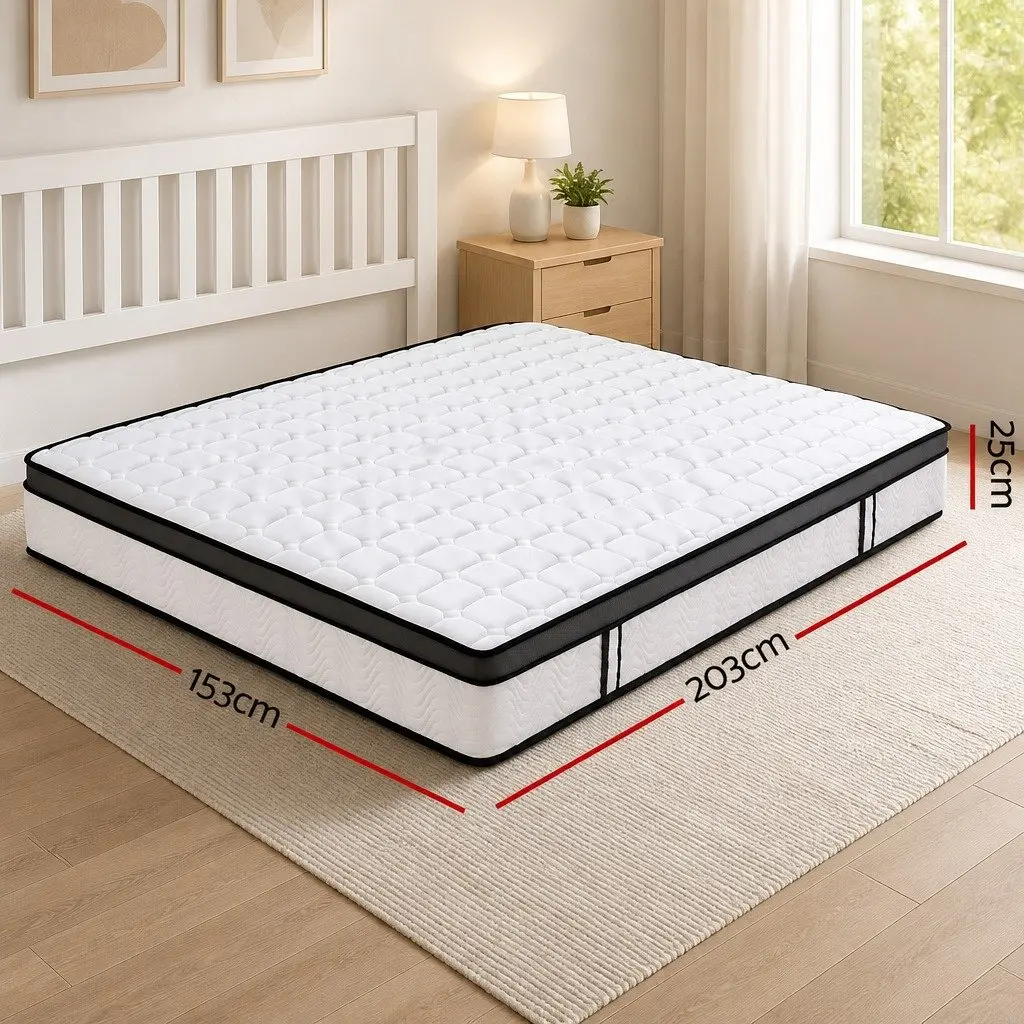 Queen Mattress Medium Firm 25cm Cool Gel Memory Foam Bonnell Spring Support