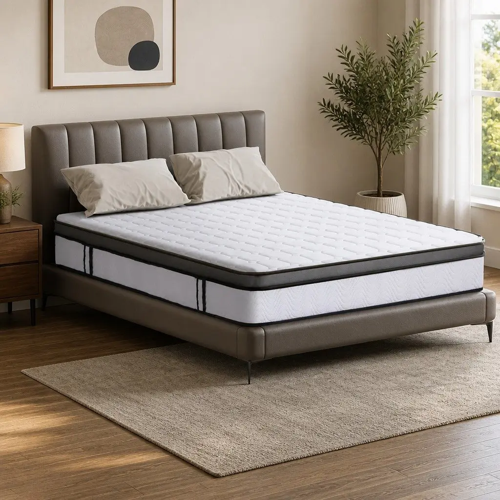 Queen Mattress Medium Firm 25cm Cool Gel Memory Foam Bonnell Spring Support