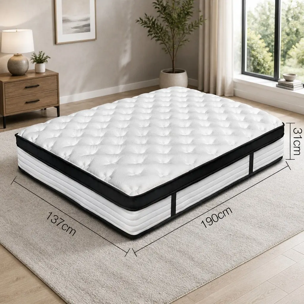 Euro Top Double Mattress 31cm Plush White Medium Firmness Pocket Spring