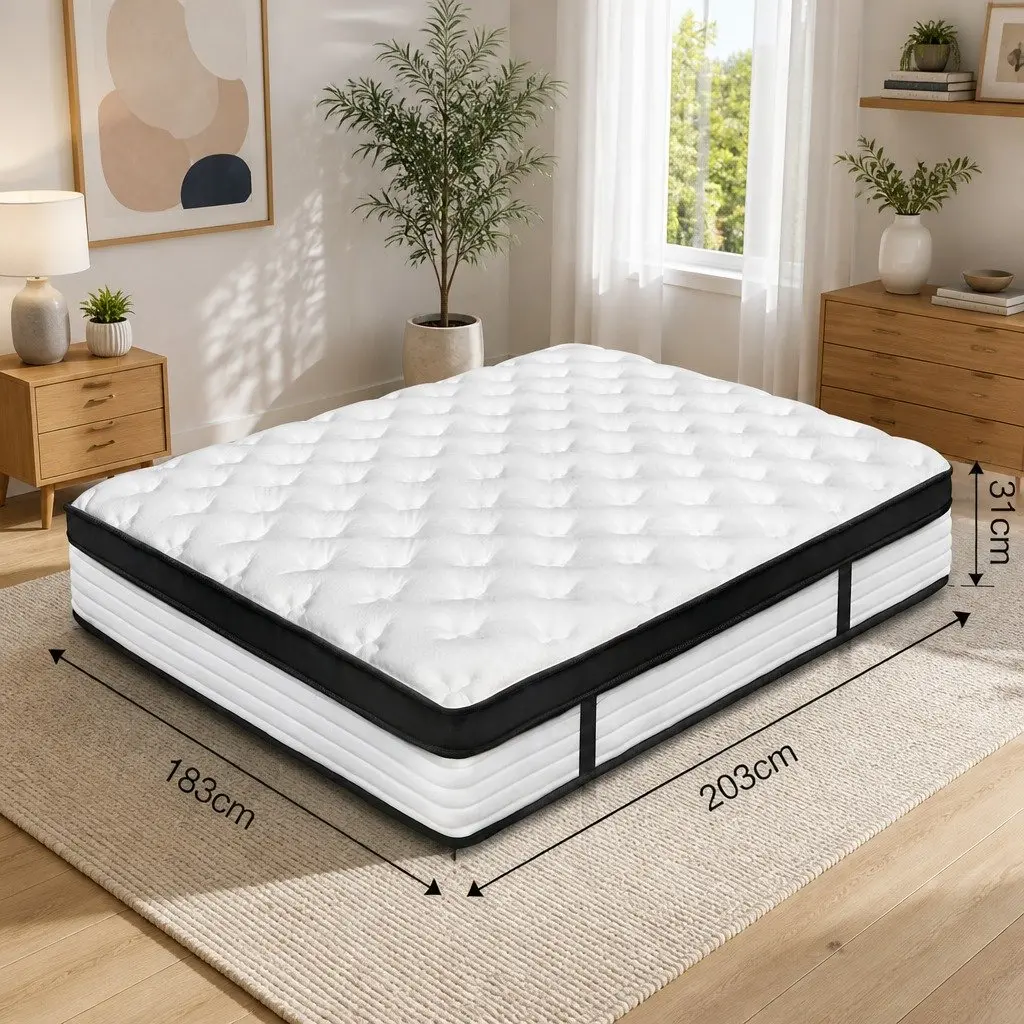 Plush King Size Mattress 31cm with Euro Top