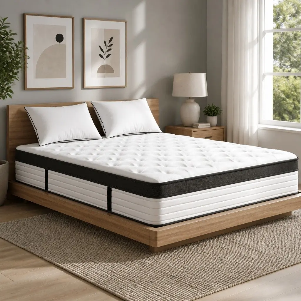 Queen Mattress Euro Top 31cm Plush Pocket Spring Medium Firmness