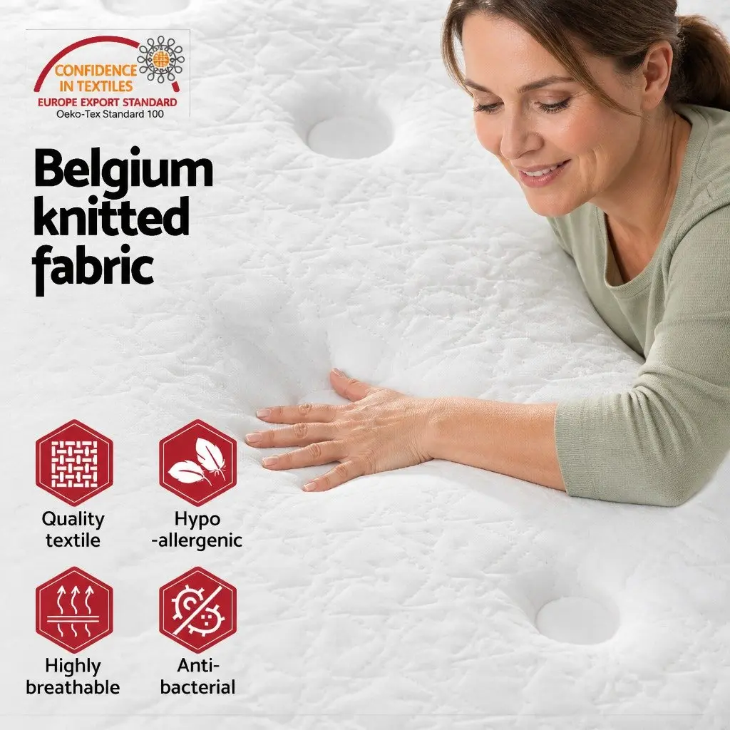 King Single Mattress 21cm Euro Top Bonnell Spring Medium Firm Support