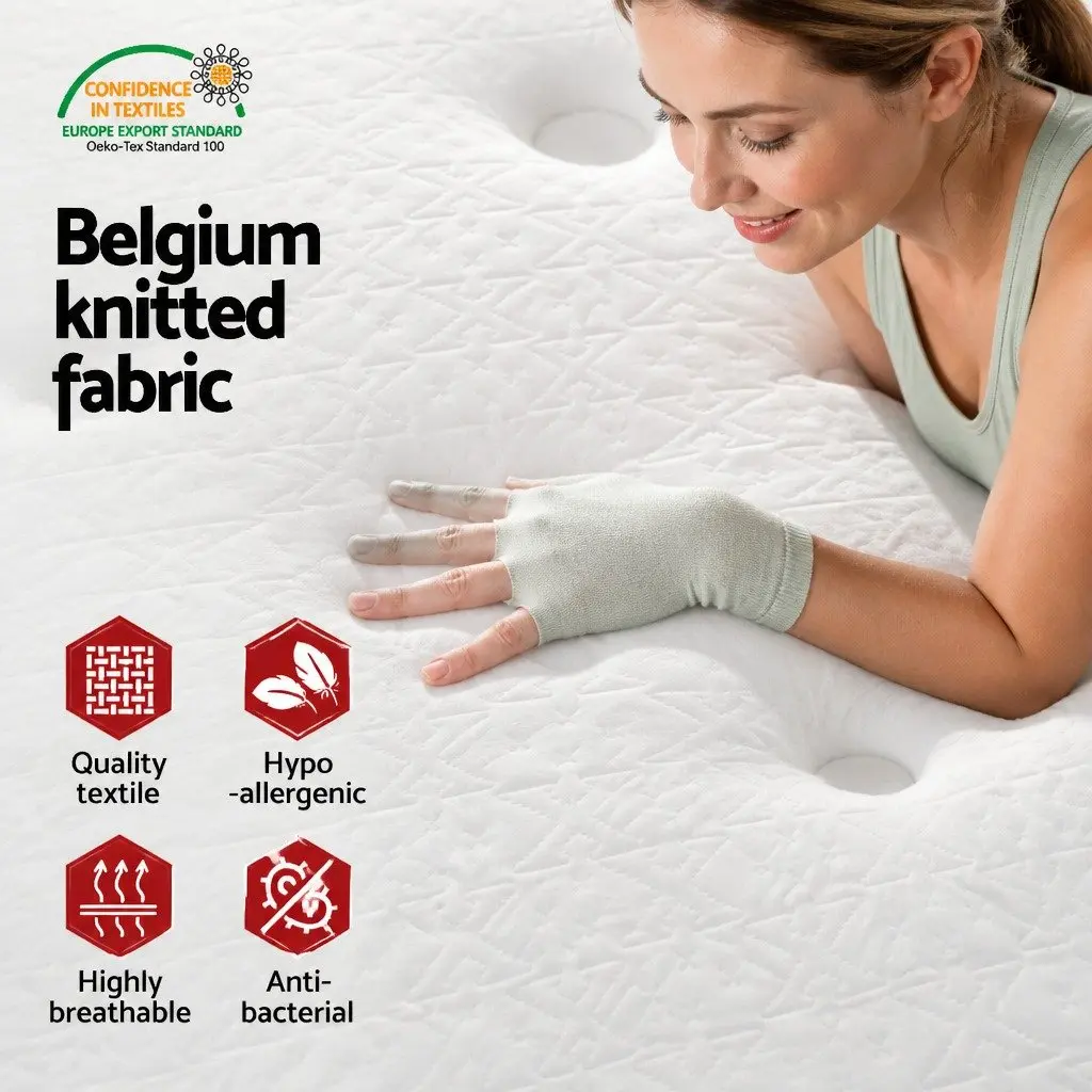 King Size Mattress Firm Support 21cm Hypoallergenic Bonnell Spring Euro Top High Density Foam