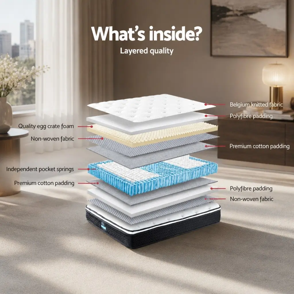 King Size Mattress Firm Support 21cm Hypoallergenic Bonnell Spring Euro Top High Density Foam