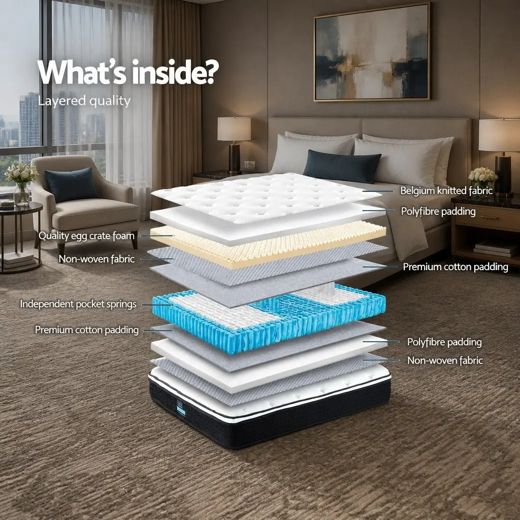 King Size Mattress Firm Support 21cm Hypoallergenic Bonnell Spring Euro Top High Density Foam
