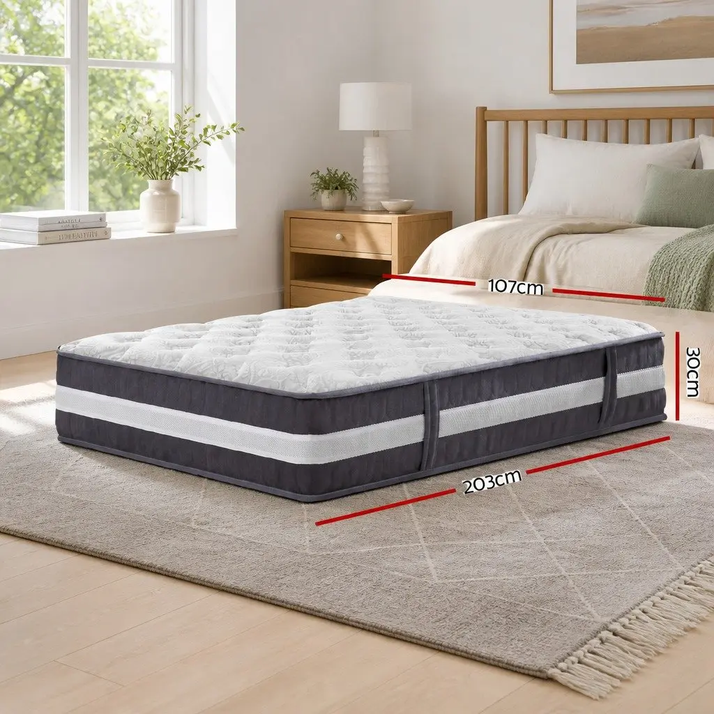 King Single Mattress 30cm Pocket Spring Tight Top Medium Firm Hypoallergenic