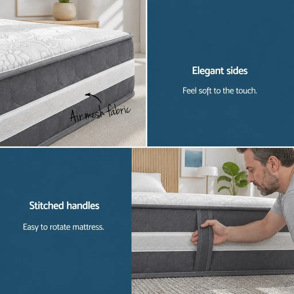 King Single Mattress 30cm Pocket Spring Tight Top Medium Firm Hypoallergenic