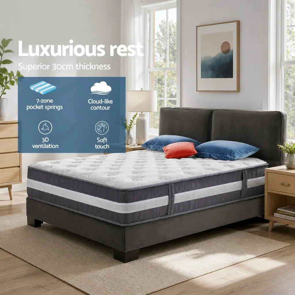 Queen Mattress with Pocket Spring 30cm Comfort Support