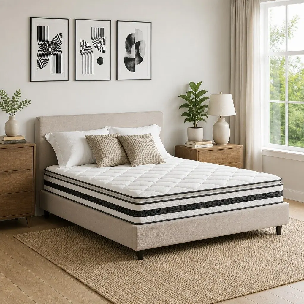 Pillow Top King Size Mattress 21cm Soft Quilted White