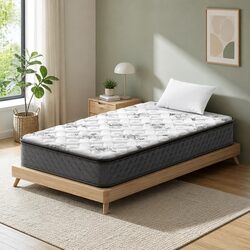 King Single Pillow Top Mattress 24cm Bonnell Springs Grey