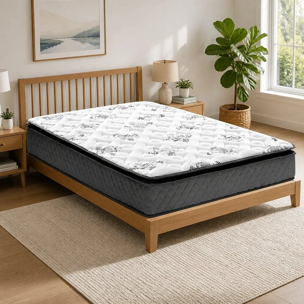 King Single Pillow Top Mattress Medium Firm 24cm Bonnell Springs Grey
