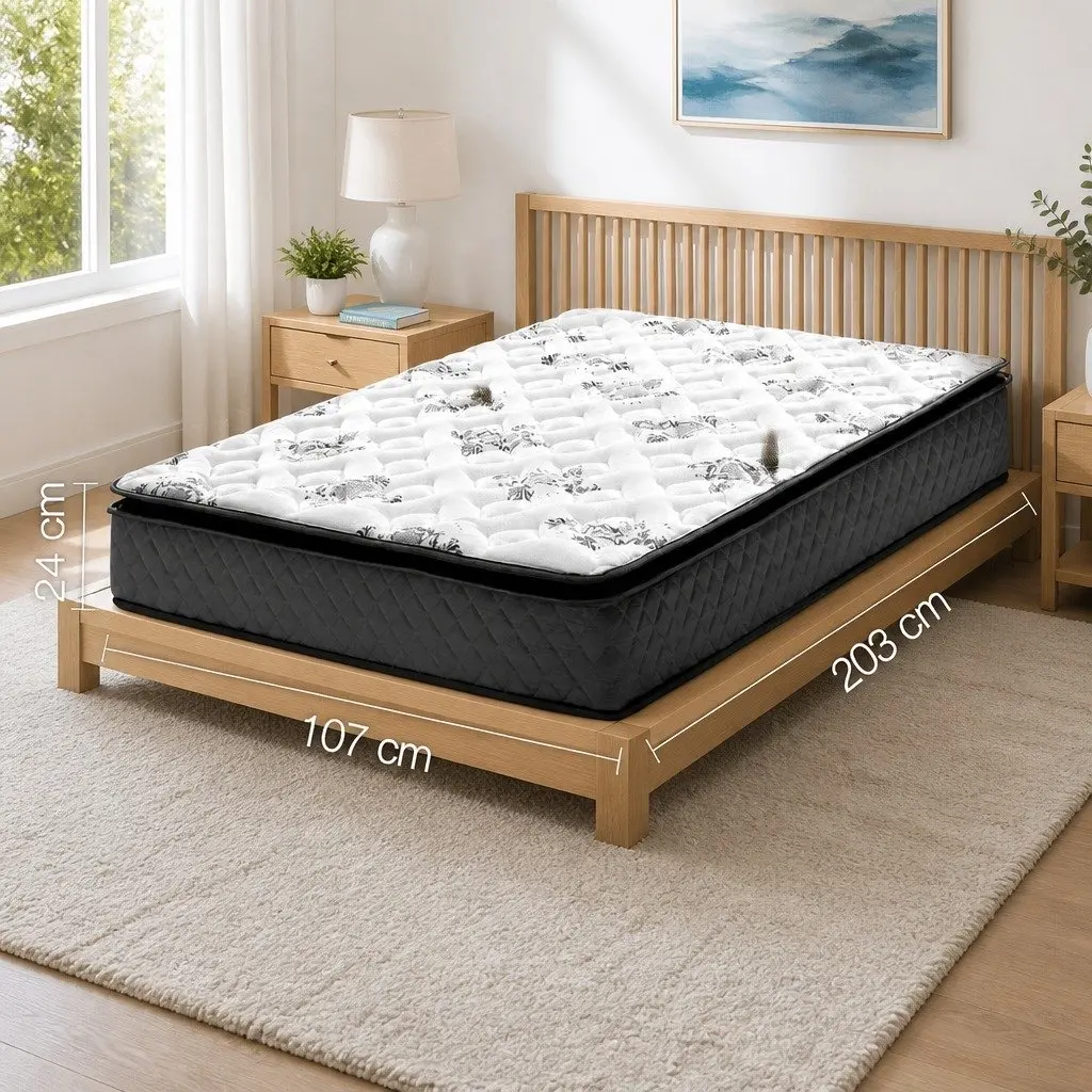 King Single Pillow Top Mattress Medium Firm 24cm Bonnell Springs Grey