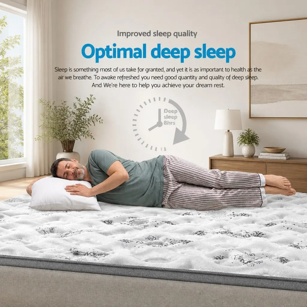 King Single Pillow Top Mattress Medium Firm 24cm Bonnell Springs Grey