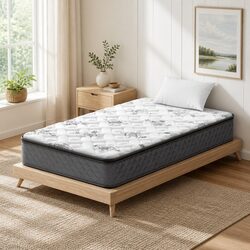 Single Mattress with Pillow Top 24cm Medium Firm Grey