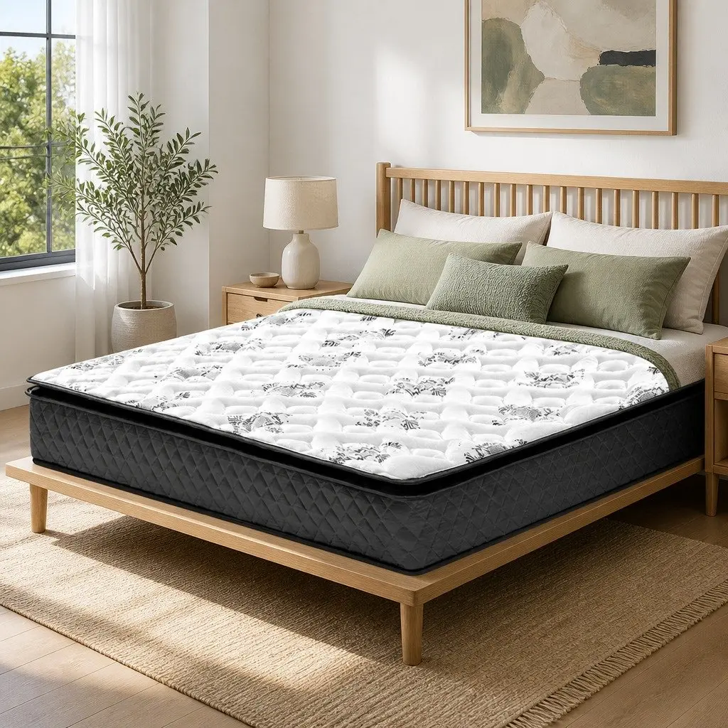 Single Mattress with Pillow Top 24cm Medium Firm Grey