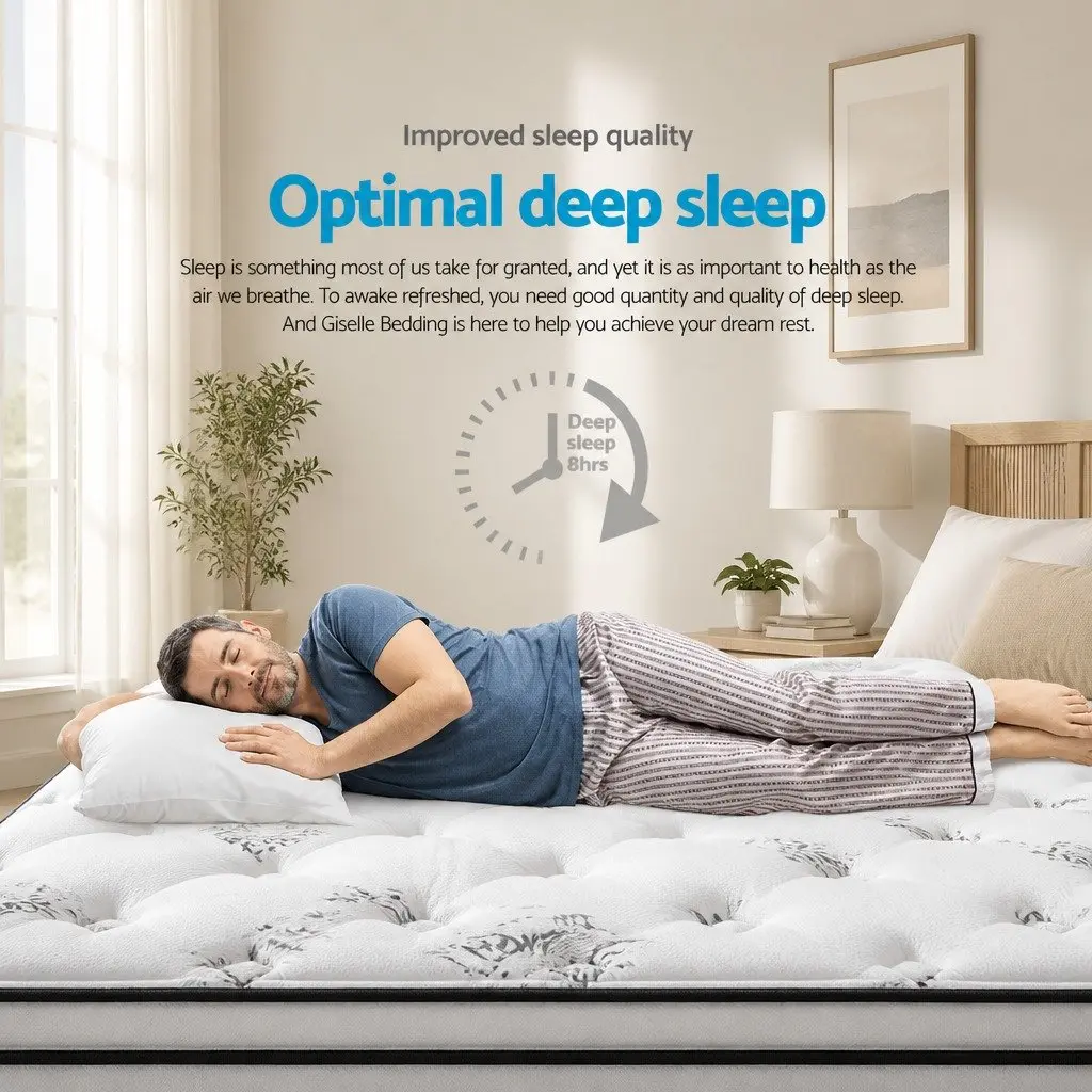 Single Mattress with Pillow Top 24cm Medium Firm Grey