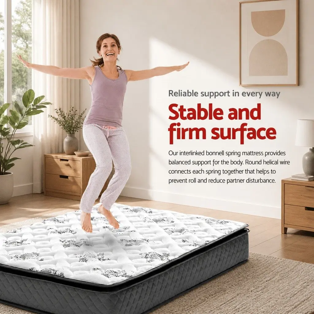 Single Mattress with Pillow Top 24cm Medium Firm Grey