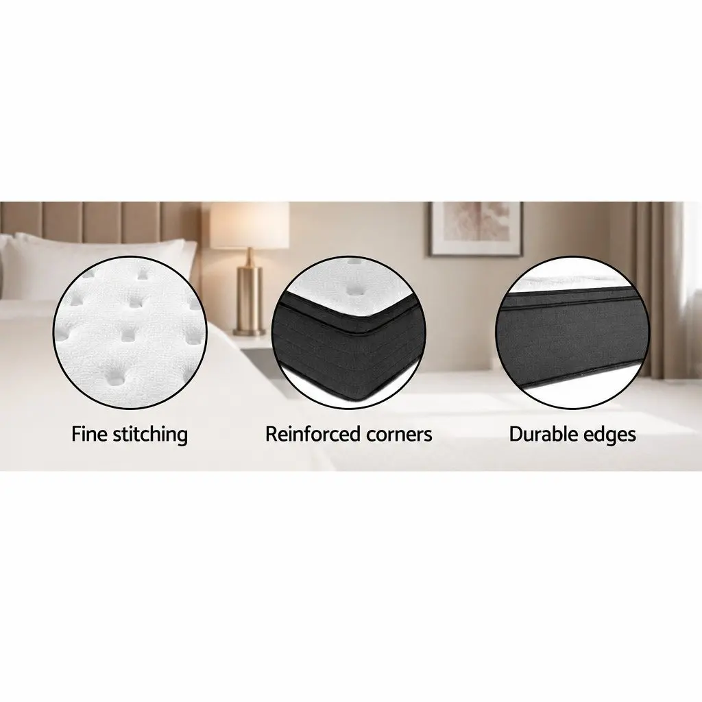 Double Mattress Euro Top 34cm Medium Firm Pocket Spring Bed Sleep Support