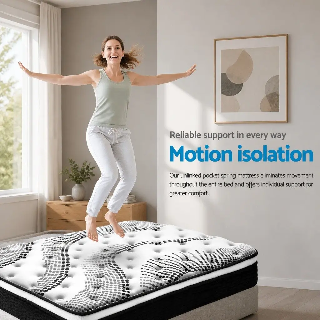 King Single Euro Top Mattress 32cm Thick Pocket Spring Plush Medium Firmness