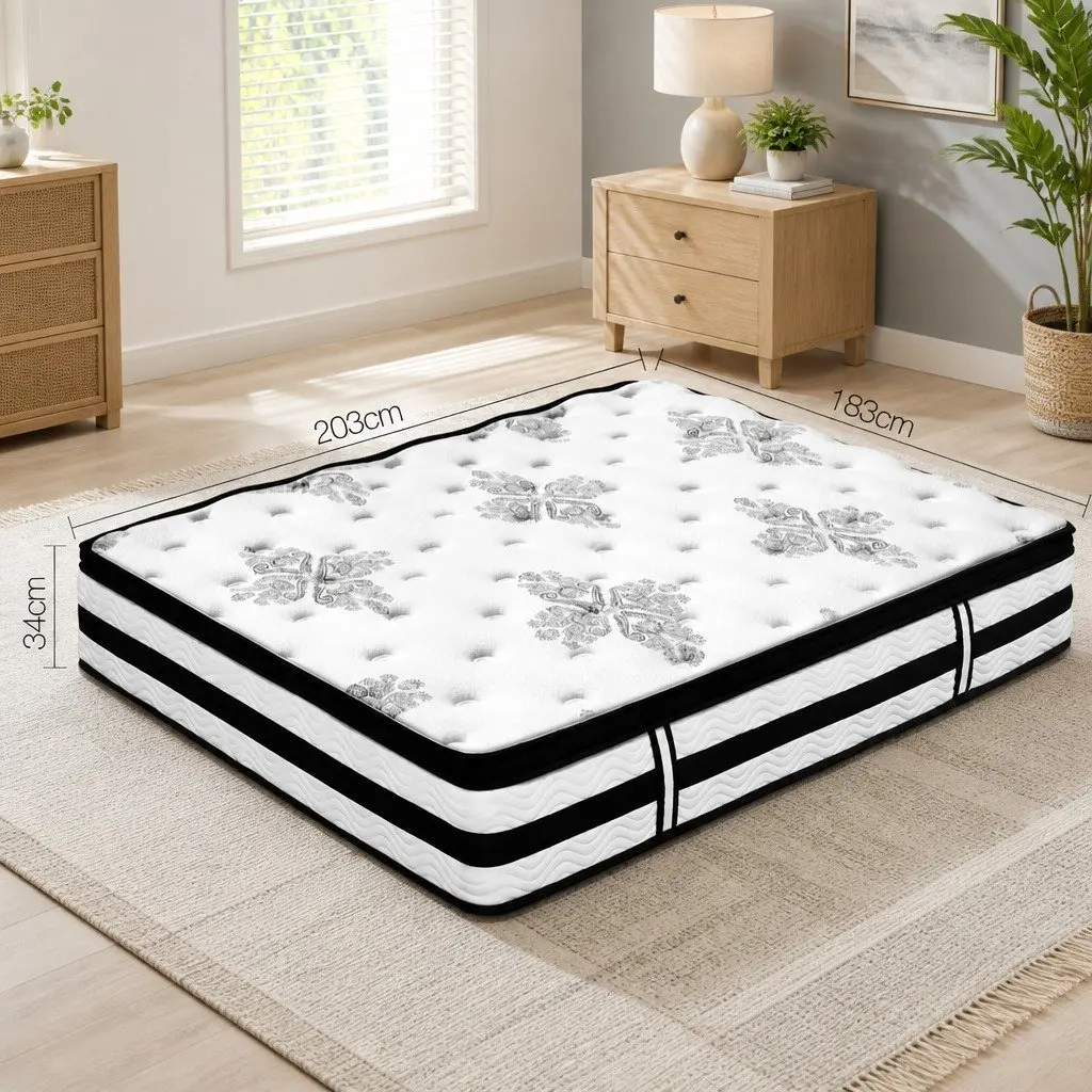 King Size Mattress Euro Top 34cm Pocket Spring High Density Foam