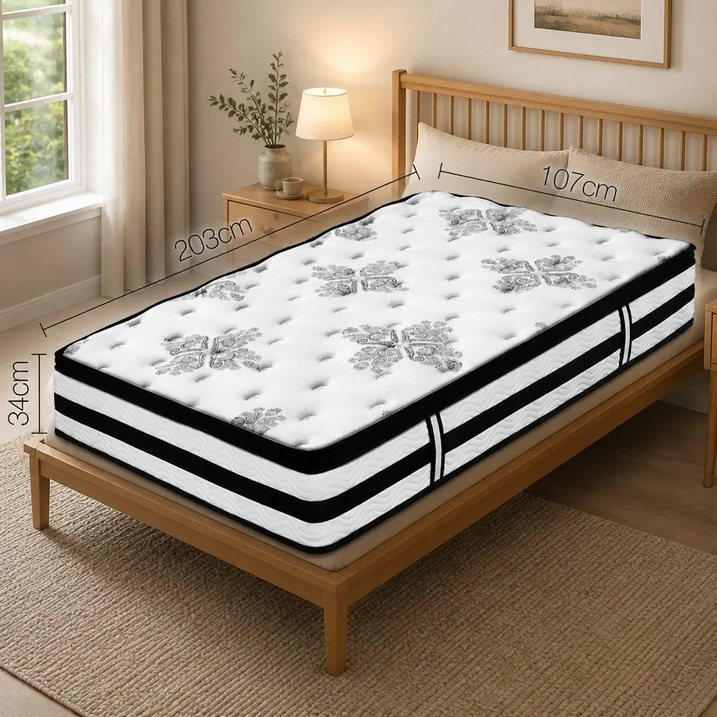 King Single Euro Top Mattress 34cm Medium Firm Support