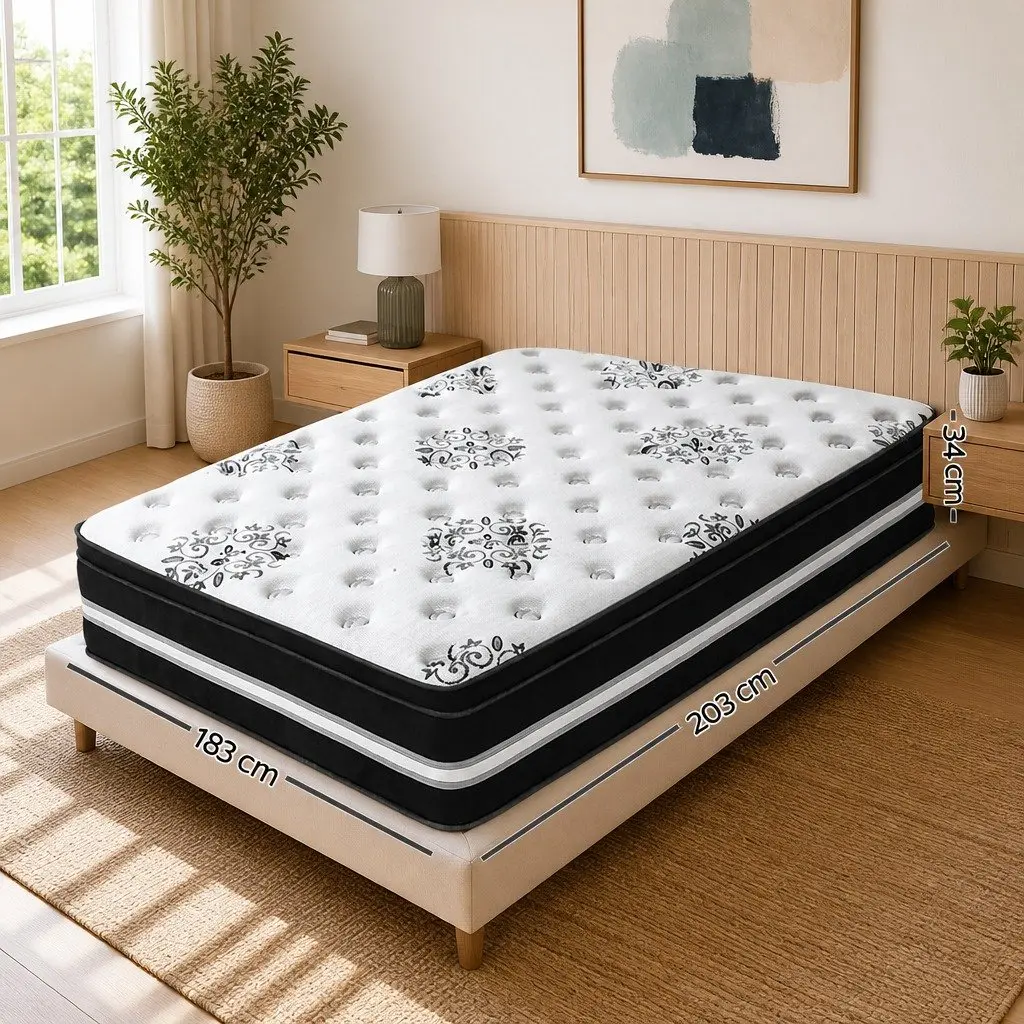 King Size Mattress Cool Gel Memory Foam Medium Firm Support Euro Top 34cm Thickness