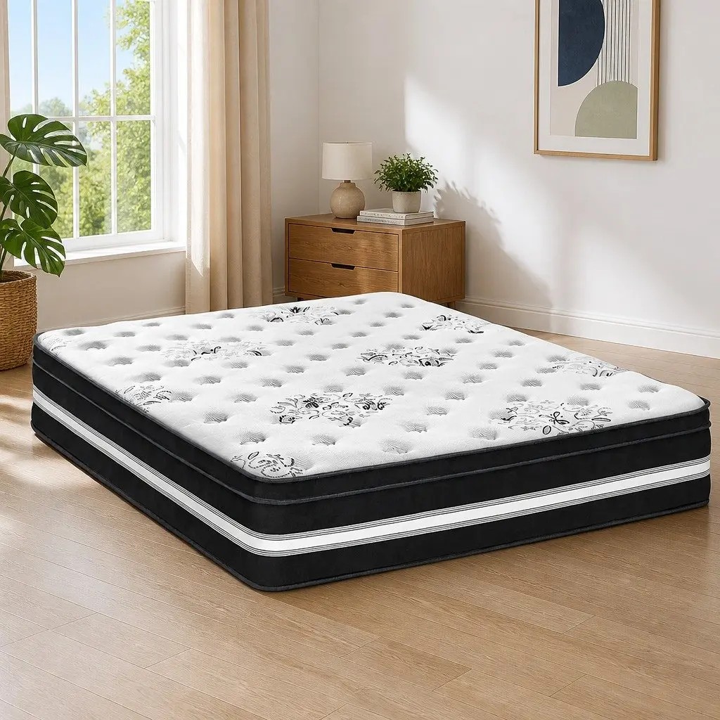 Queen Mattress Euro Top 34cm Cool Gel Memory Foam Medium Firm Pocket Spring