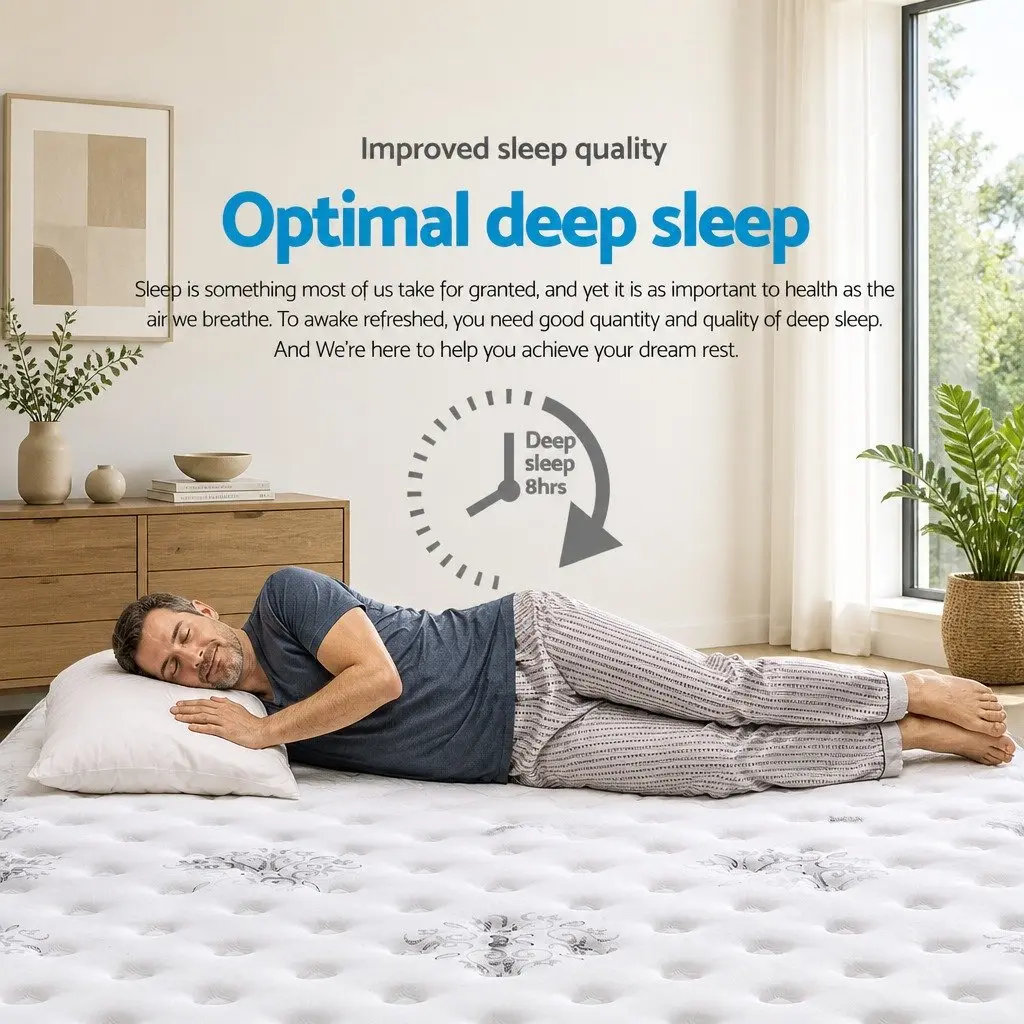 Queen Mattress Euro Top 34cm Cool Gel Memory Foam Medium Firm Pocket Spring