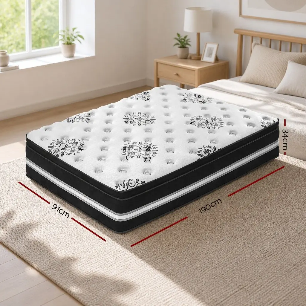 Single Mattress with Euro Top Cool Gel Memory Foam