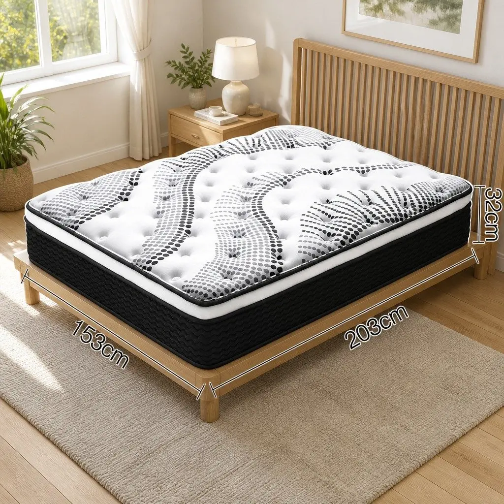 Euro Top Pocket Spring Queen Mattress 32cm Medium Firm