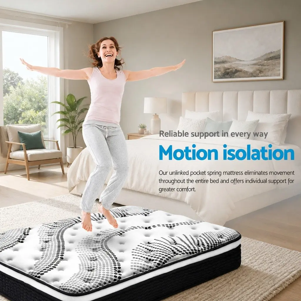Euro Top Pocket Spring Queen Mattress 32cm Medium Firm