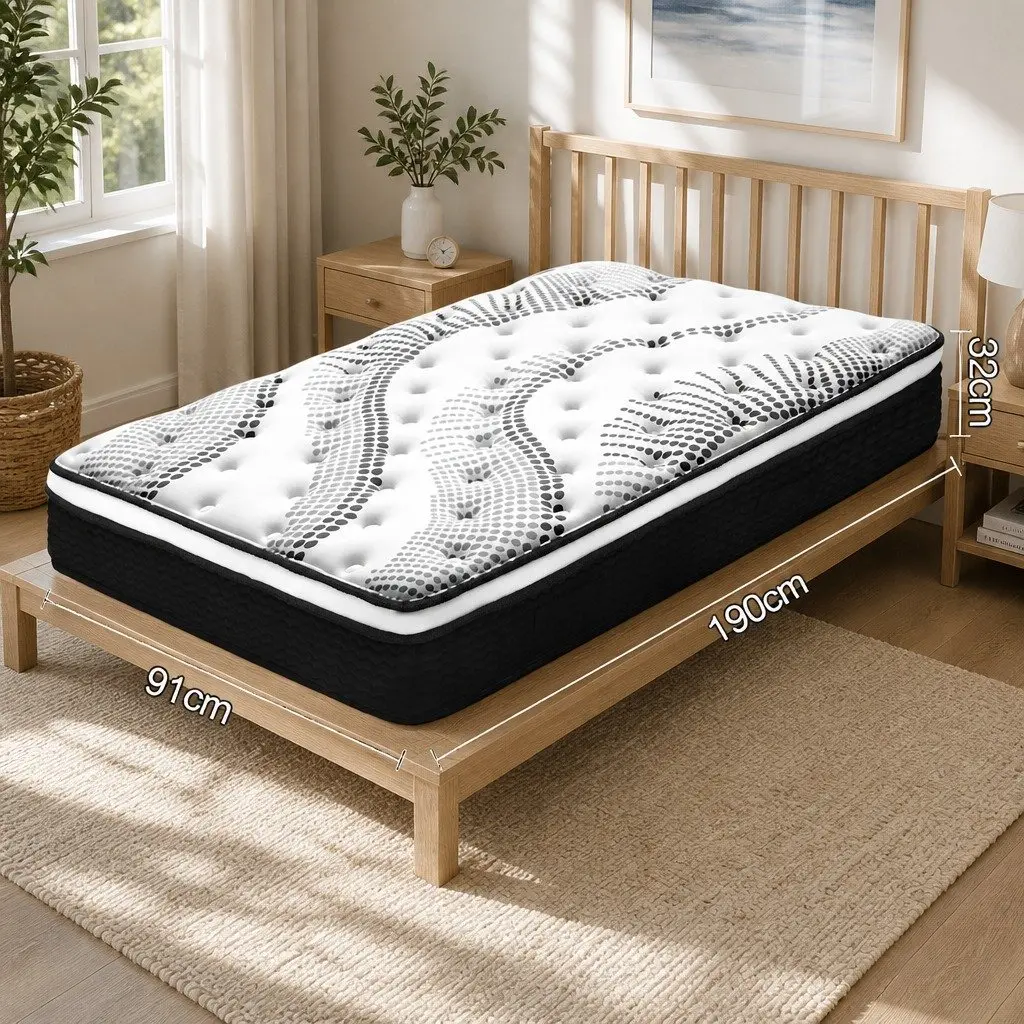 Single Euro Top Mattress 32cm Thick Medium Firmness
