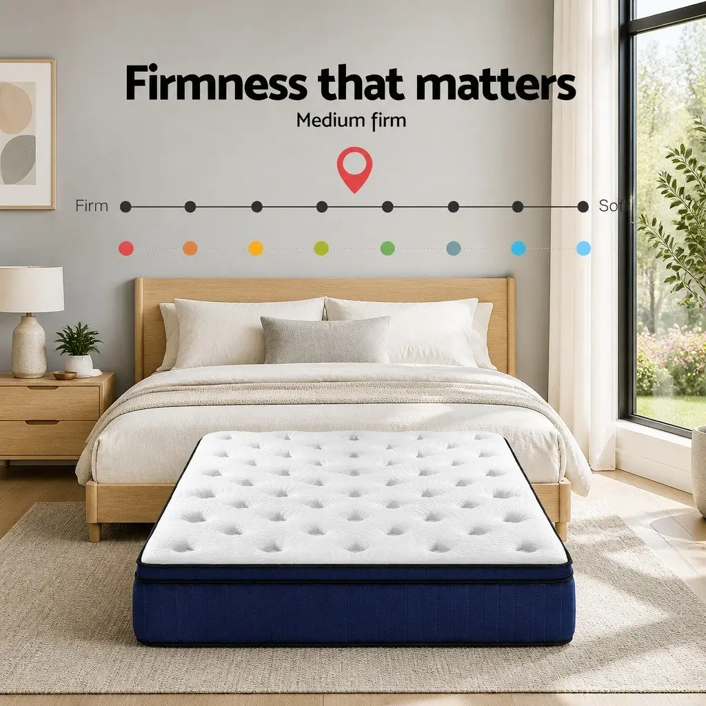 Double Mattress Medium Firm 34cm Cool Gel Memory Foam 7 Zone Pocket Springs